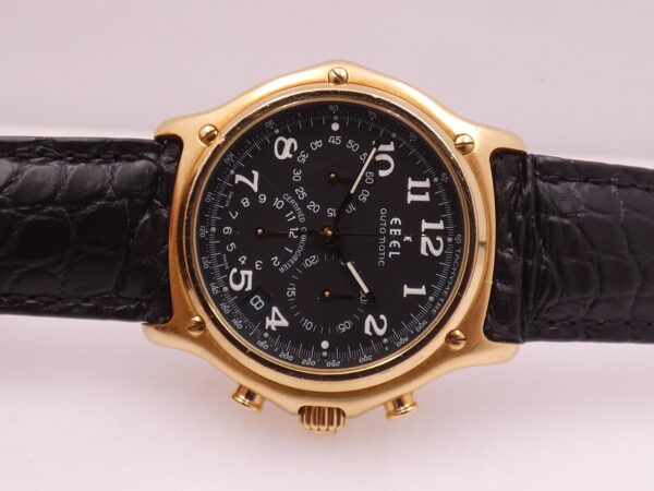 Cronografo Ebel Le Modulor 1911 Oro Massiccio 18Kt Automatico Chronometer '90s Black Dial 8137241