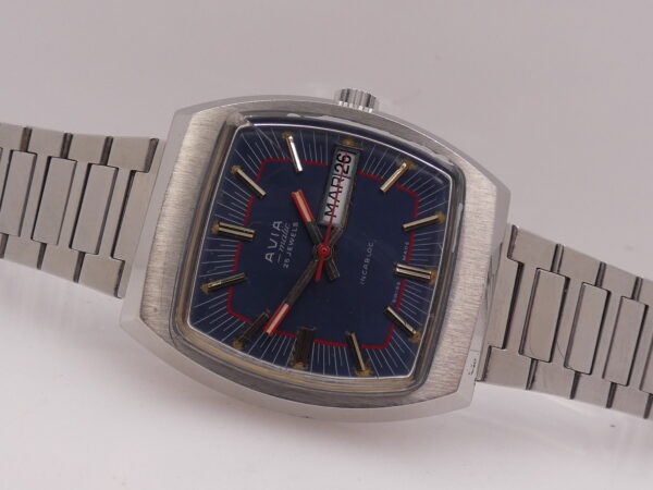 Avia Matic Day-Date ANNI '70 Automatico Acciaio Blue Dial Vintage
