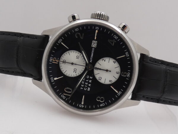 Cronografo TCM Terra Cielo Mare Milano BOX&PAPERS ANNO 2017 LIKE NEW Automatico Acciaio