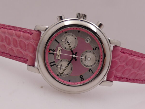 Cronografo Chopard Mille Miglia 12/8900 33mm PINK M.O.P. DIAL TOP CONDITION For Ladies EDIZIONE LIMITATA DI 2000PZ AL MONDO Elton John Aids Foundation