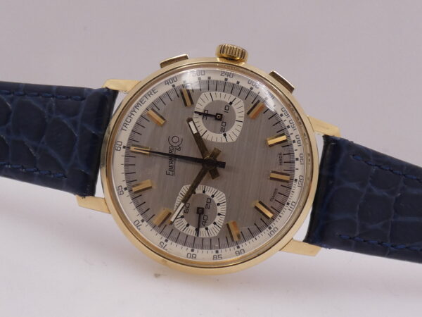 Cronografo Eberhard & Co. Bicompax 31007 Oro Massiccio 18Kt Anni 70's Carica Manuale Vintage