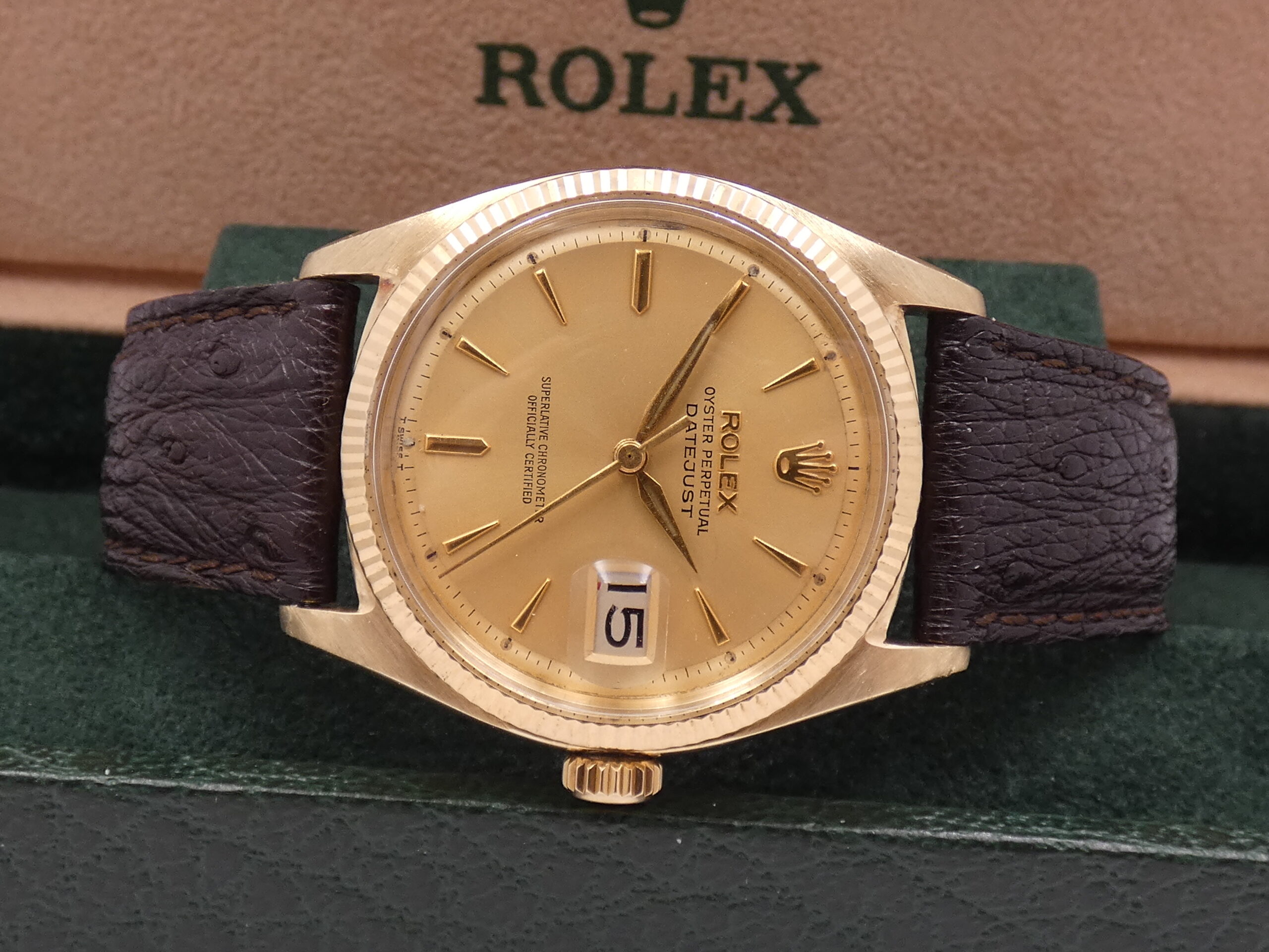 Rolex Datejust 36 6605 Oro Massiccio 18Kt ANNO 1973 Automatic Butterfly Rotor Vintage Watch - immagine 6