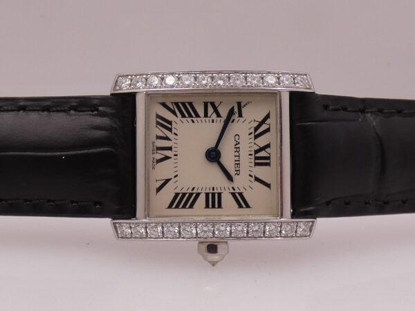 Cartier Tank Française 2403 Lady Oro Bianco 18Kt With Factory Diamonds ANNI '2000s Wonderful