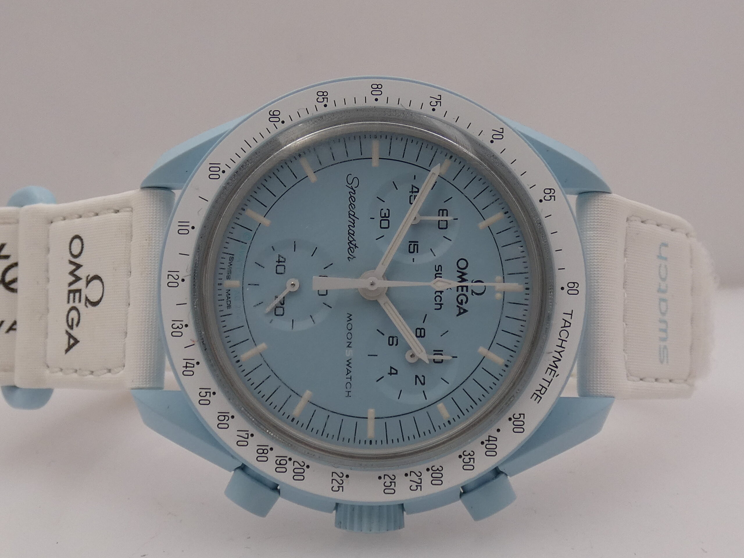 Cronografo Swatch Moonswatch x Omega "Mission To Uranus" WITH BOX Bioceramic Case Ref. SO33L100 Edizione Speciale - immagine 7