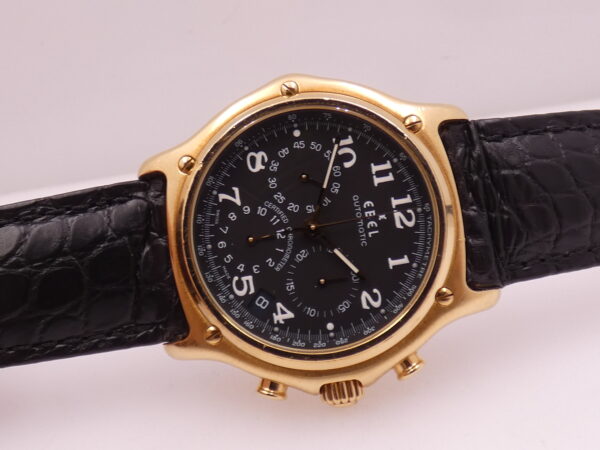 Cronografo Ebel Le Modulor 1911 Oro Massiccio 18Kt Automatico Chronometer '90s Black Dial 8137241