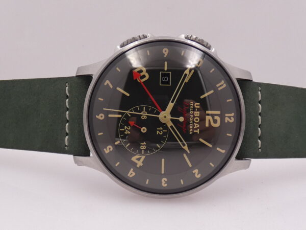 U-Boat Italo Fontana 1938 Doppiotempo Green GMT 8500 Automatico With PAPERS Anno 2020 Dual Crown