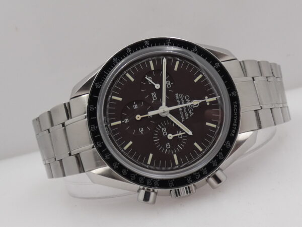 Cronografo Omega Speedmaster Professional Moonwatch CHOCOLATE BOX PAPERS & TAG PRICE Anno 2011 Manuale Acciaio BRACCIALATO