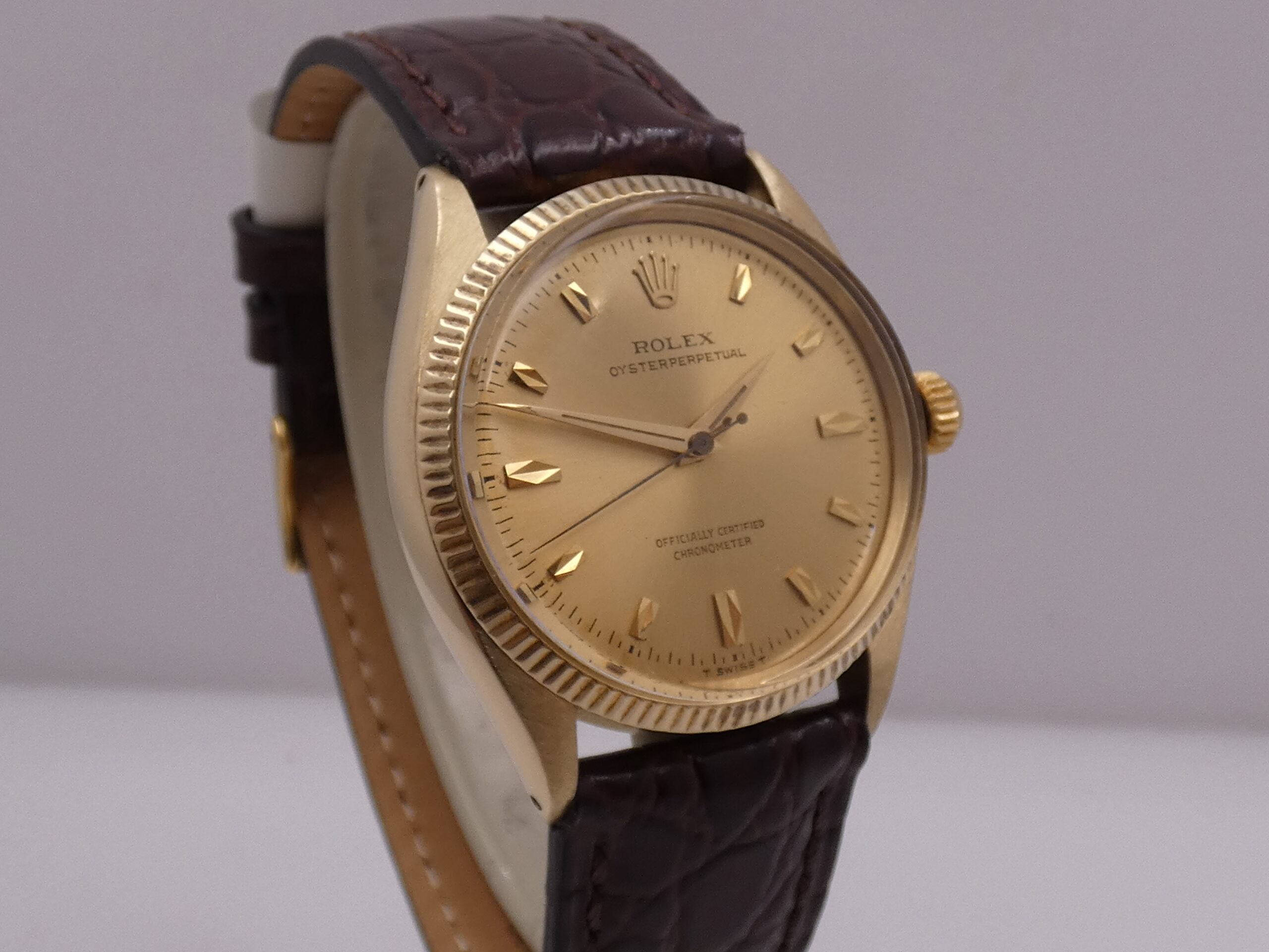 Rolex Oyster Perpetual 34 6567 Oro 14Kt Automatico Rotore a Farfalla ANNI 50 Vintage - immagine 8