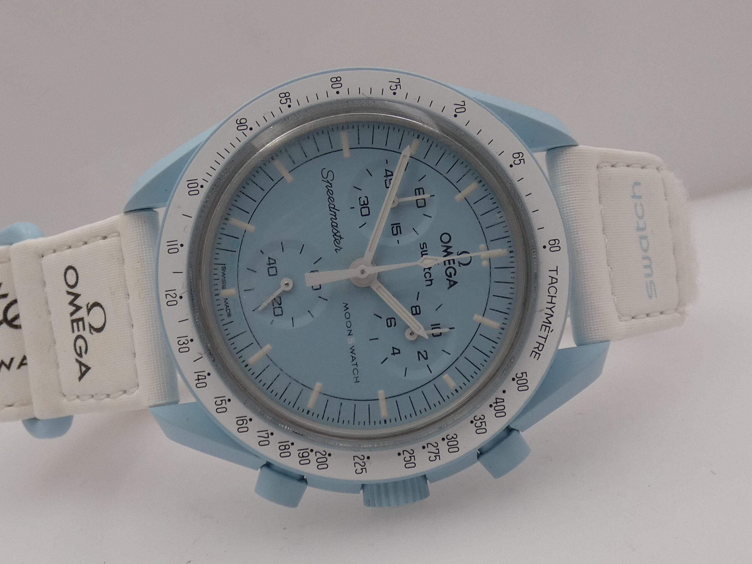 Cronografo Swatch Moonswatch x Omega "Mission To Uranus" WITH BOX Bioceramic Case Ref. SO33L100 Edizione Speciale - immagine 8