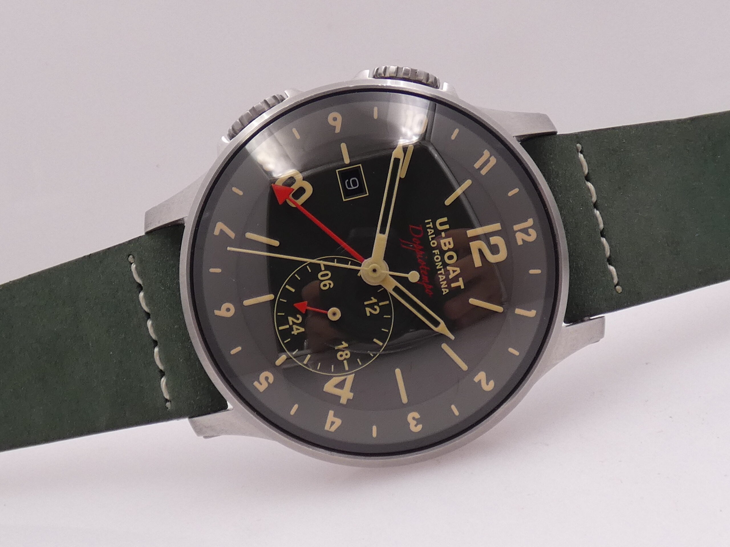 U-Boat Italo Fontana 1938 Doppiotempo Green GMT 8500 Automatico With PAPERS Anno 2020 Dual Crown - immagine 8