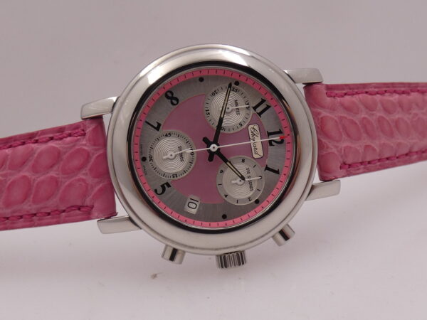 Cronografo Chopard Mille Miglia 12/8900 33mm PINK M.O.P. DIAL TOP CONDITION For Ladies EDIZIONE LIMITATA DI 2000PZ AL MONDO Elton John Aids Foundation