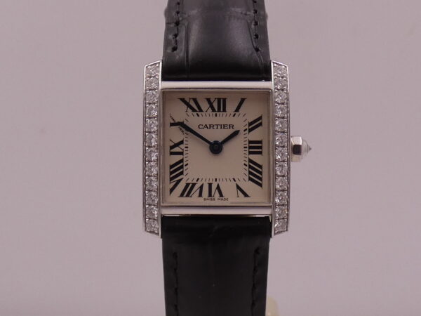 Cartier Tank Française 2403 Lady Oro Bianco 18Kt With Factory Diamonds ANNI '2000s Wonderful