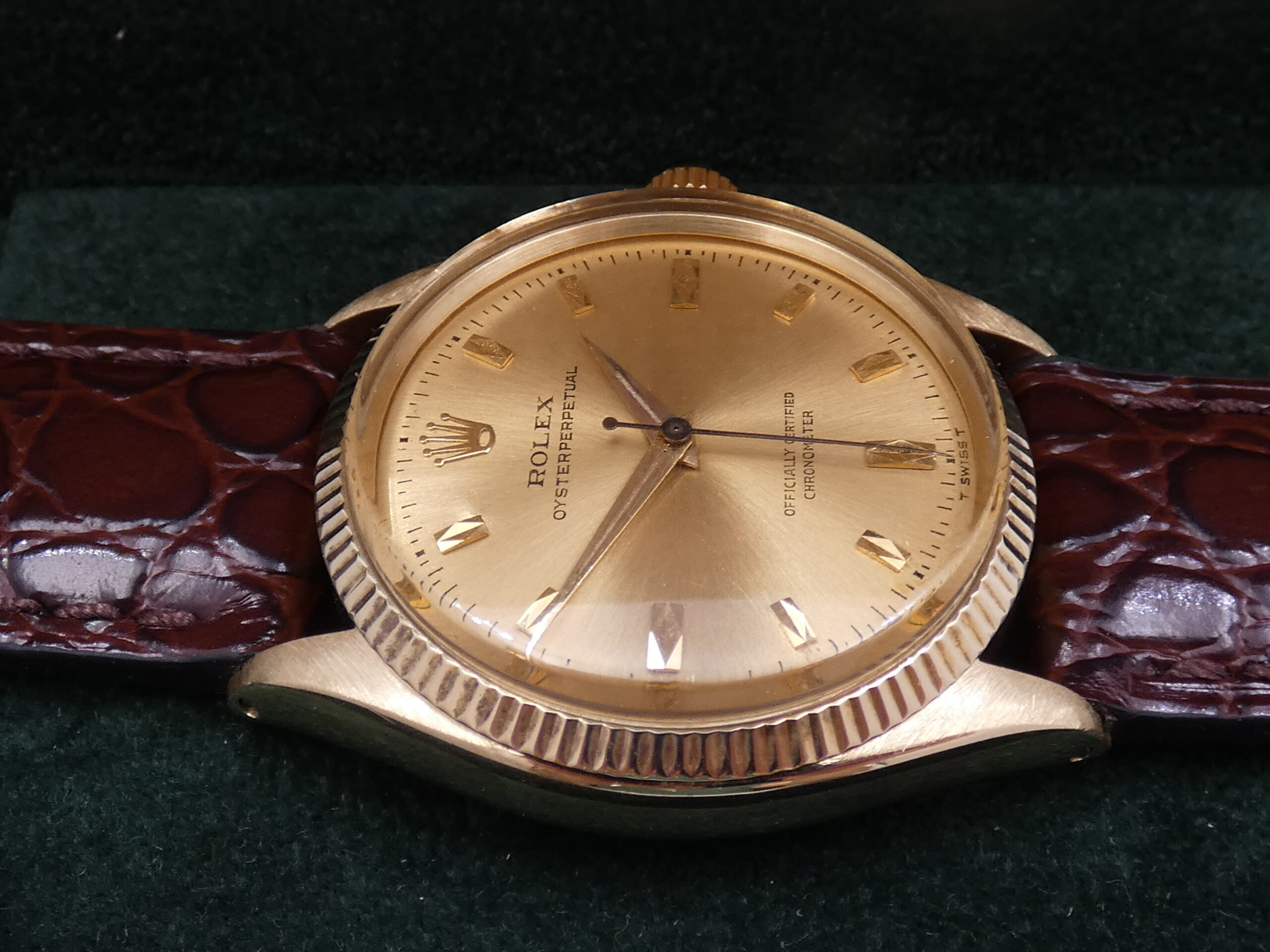 Rolex Oyster Perpetual 34 6567 Oro 14Kt Automatico Rotore a Farfalla ANNI 50 Vintage - immagine 9