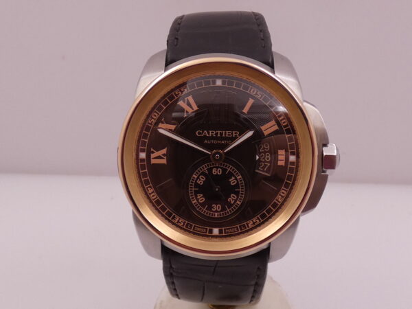 Cartier Calibre de Cartier 3389 Lunetta Oro Rosa 18 Kt BRONZE DIAL Automatico Acciaio W7100051