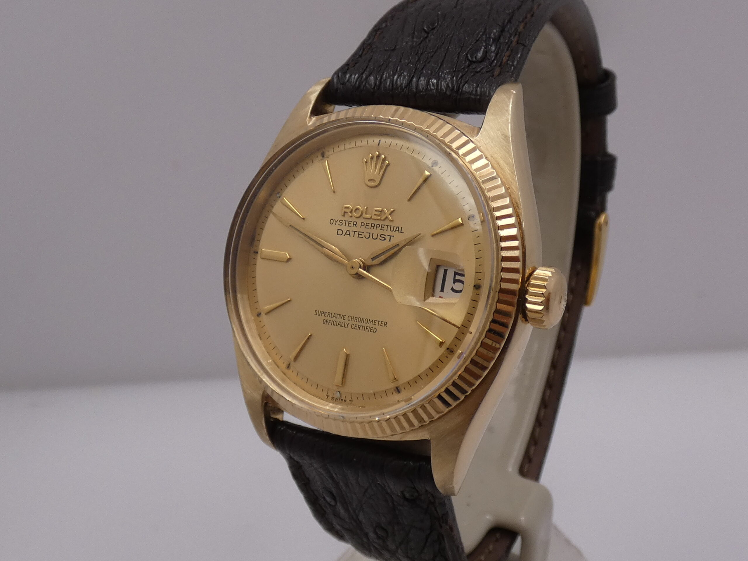 Rolex Datejust 36 6605 Oro Massiccio 18Kt ANNO 1973 Automatic Butterfly Rotor Vintage Watch - immagine 9