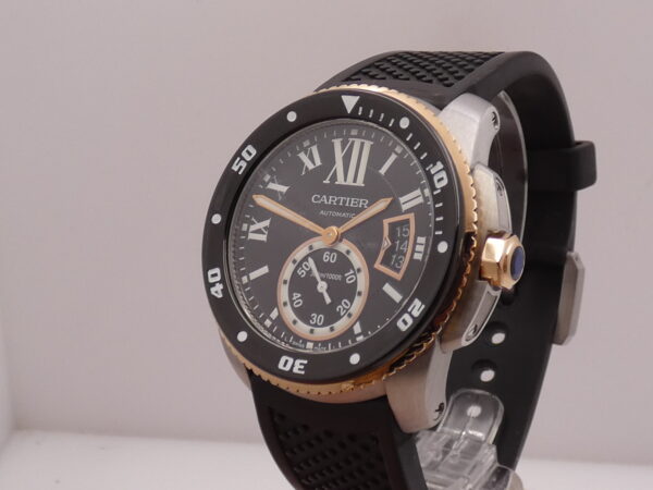 Cartier Calibre de Cartier Diver 3729 Ghiera Oro Rosa 18Kt WITH PAPERS Anno 2016 TOP CONDITION Ghiera Nera in Ceramica Automatico Acciaio