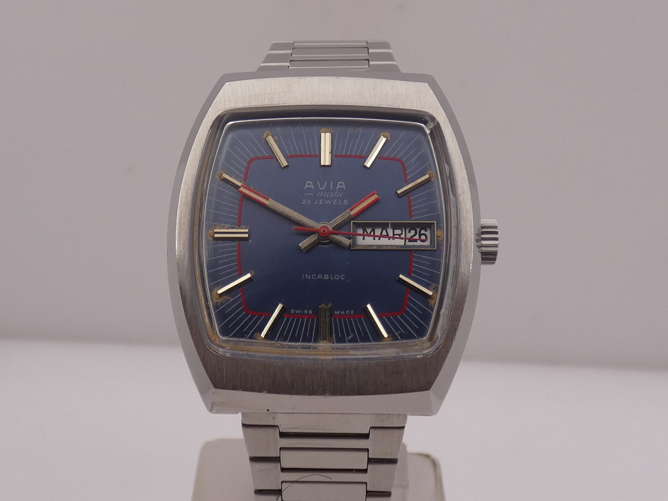 Avia Matic Day-Date ANNI '70 Automatico Acciaio Blue Dial Vintage - immagine 10