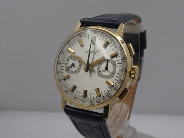 Cronografo Eberhard & Co. Bicompax 31007 Oro Massiccio 18Kt Anni 70's Carica Manuale Vintage
