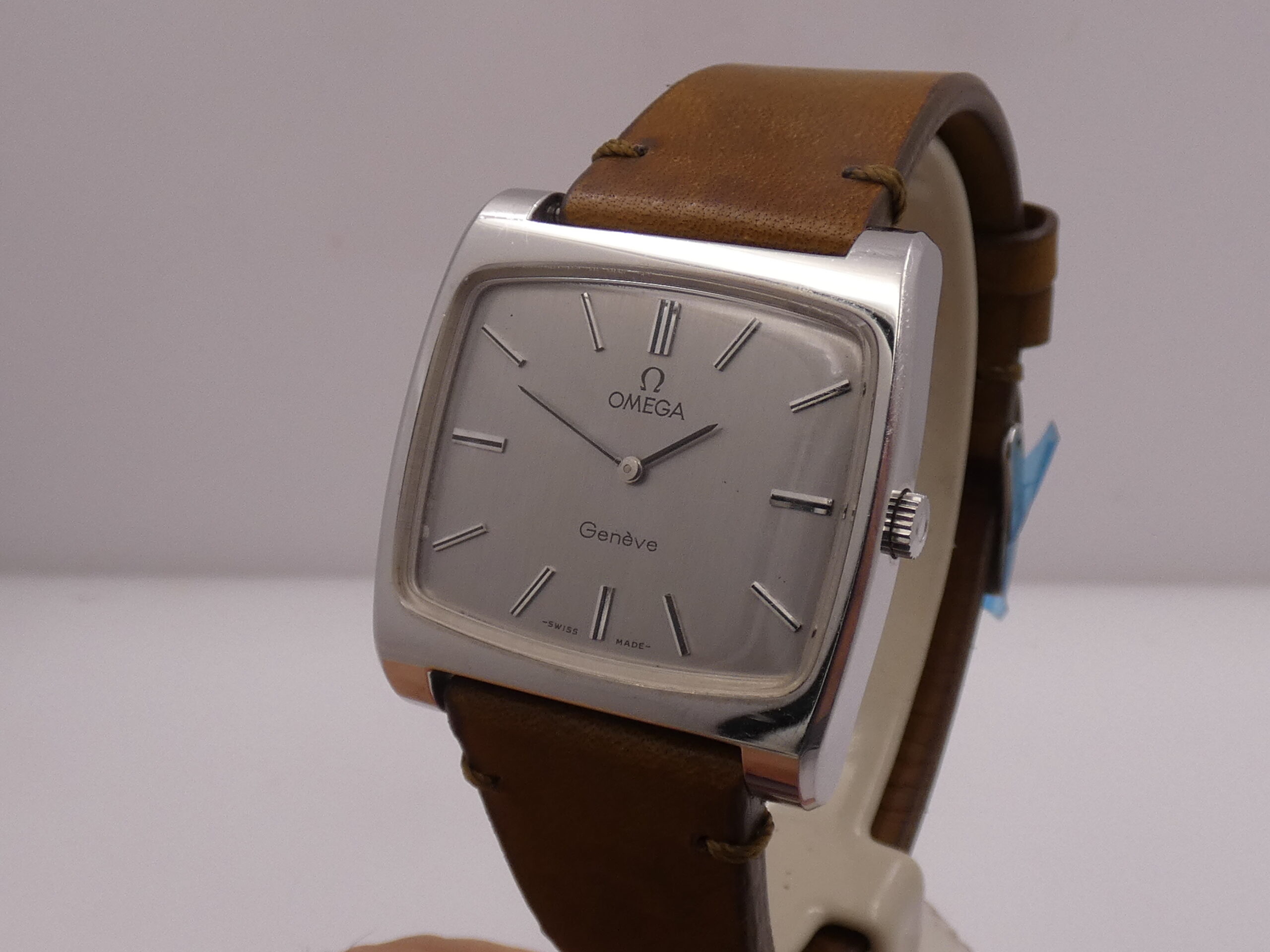 Omega Genève De Cuerda TV Case Oversize 111.0109 Carica Manuale ANNO 1973 Acciaio Vintage Watch - immagine 9