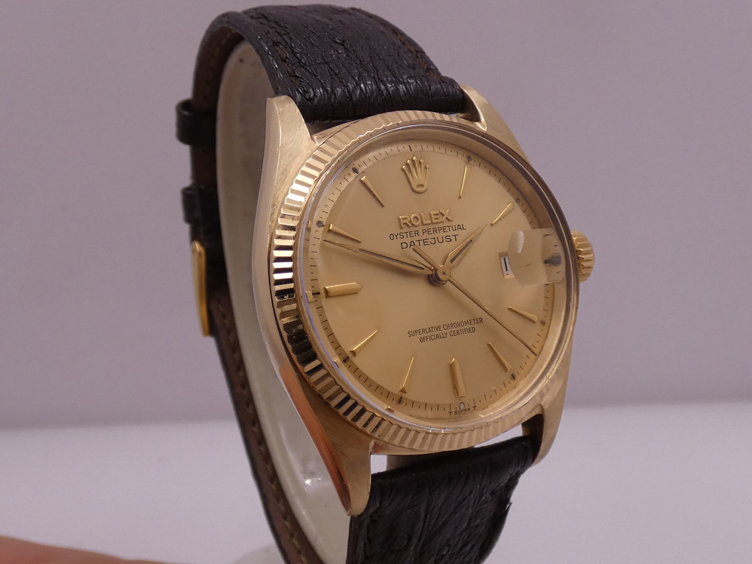 Rolex Datejust 36 6605 Oro Massiccio 18Kt ANNO 1973 Automatic Butterfly Rotor Vintage Watch - immagine 10