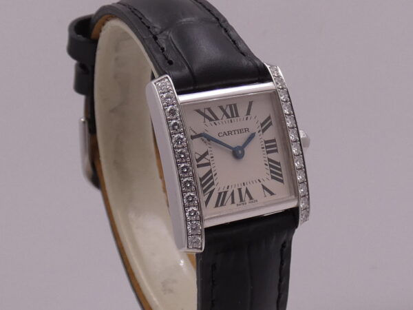 Cartier Tank Française 2403 Lady Oro Bianco 18Kt With Factory Diamonds ANNI '2000s Wonderful