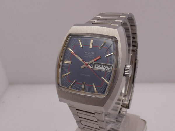 Avia Matic Day-Date ANNI '70 Automatico Acciaio Blue Dial Vintage