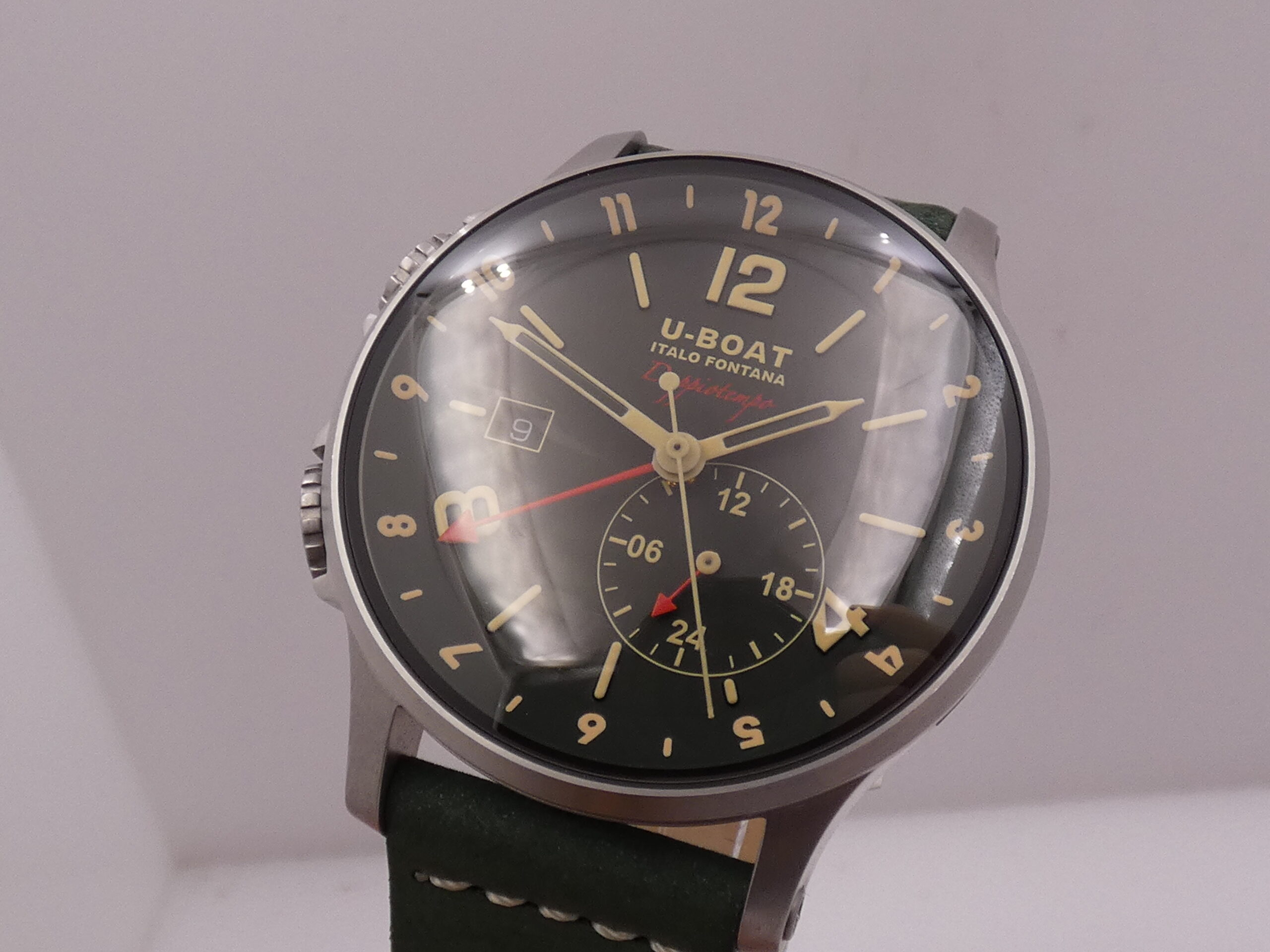 U-Boat Italo Fontana 1938 Doppiotempo Green GMT 8500 Automatico With PAPERS Anno 2020 Dual Crown - immagine 11