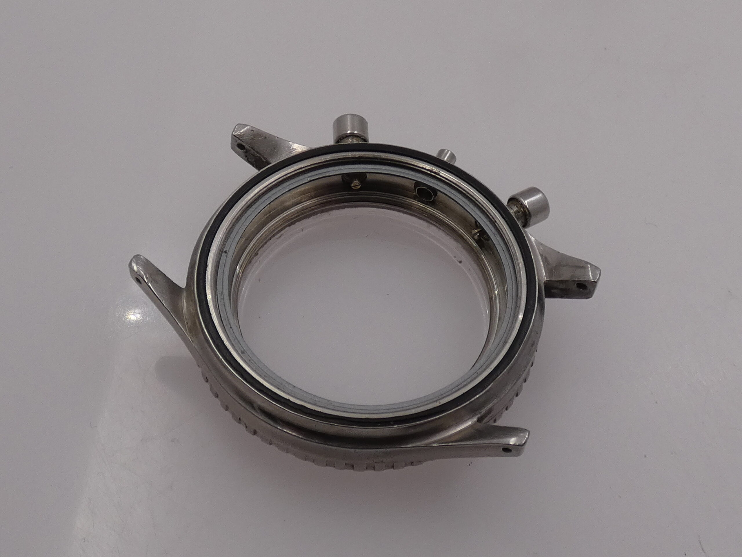 Longines CASSA COMPLETA Big Eye Skin Diver Cronografo 7981-2 FADED BEZEL Vintage Movimento 30CH Acciaio - immagine 9