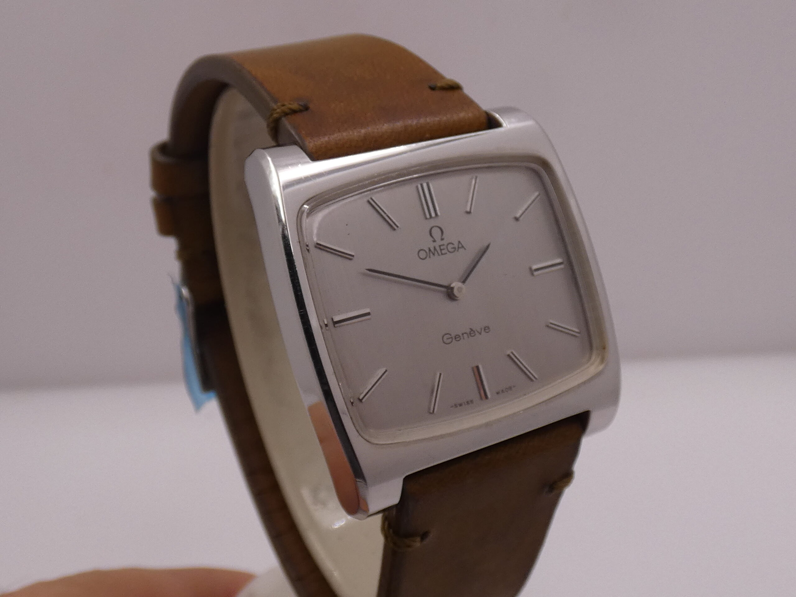 Omega Genève De Cuerda TV Case Oversize 111.0109 Carica Manuale ANNO 1973 Acciaio Vintage Watch - immagine 10