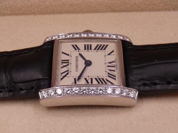 Cartier Tank Française 2403 Lady Oro Bianco 18Kt With Factory Diamonds ANNI '2000s Wonderful