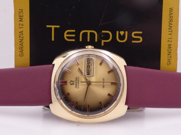 Rarissimo Omega De Ville 166.053 O.M. Dial Borgogna Index Automatico Oro Massiccio 18Kt ANNO 1970