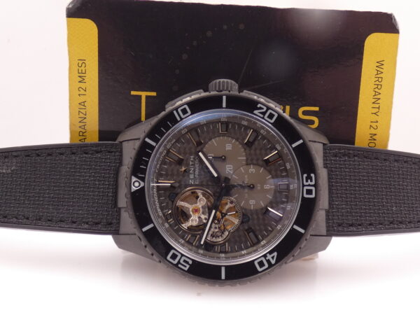 Cronografo Zenith El Primero Stratos Spindrift Open Heart PERFETTE CONDIZIONI BOX&PAPERS Anno 2014 Automatico PVD Nero