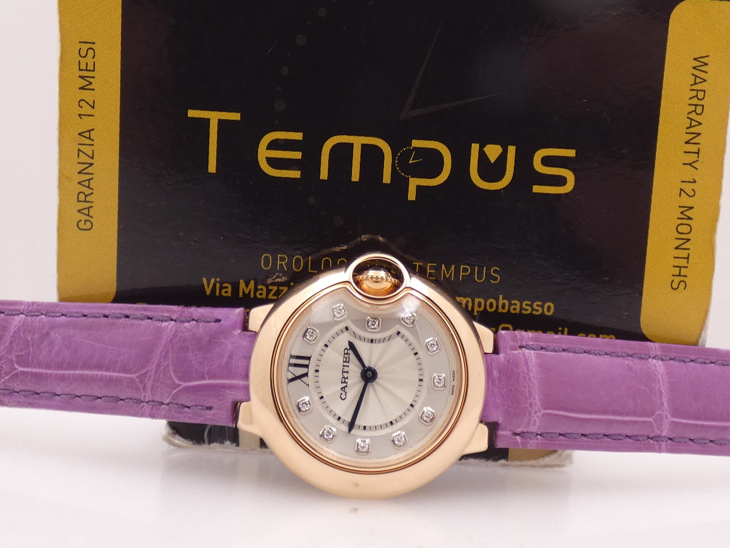 Cartier Ballon Bleu 28mm 3007 Lady Diamonds Dial Oro Rosa 18Kt LIKE NEW With PAPERS Anno 2013 WE902050 - immagine 2