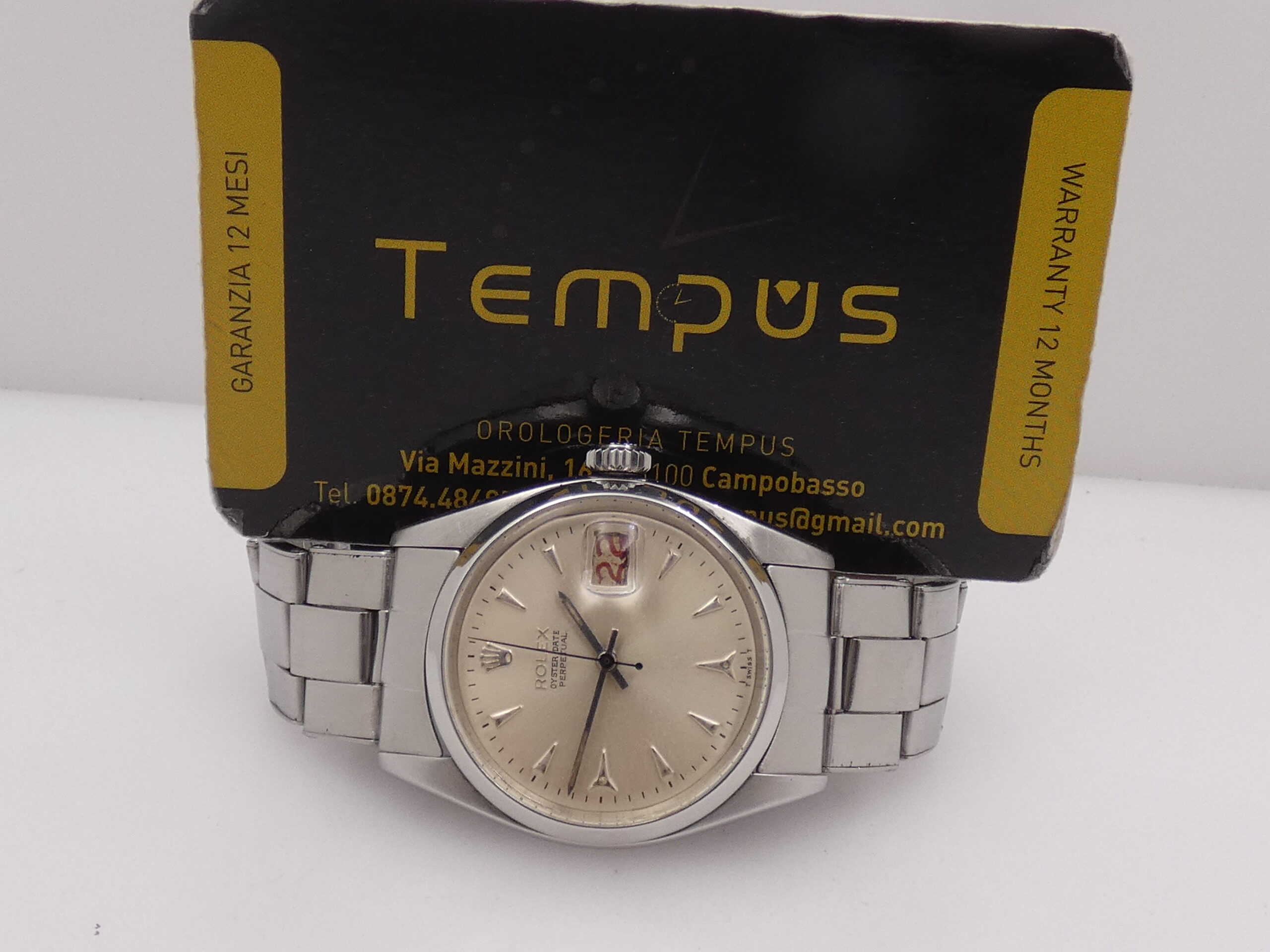 Rolex Oyster Perpetual Date 6530 'Roulette' Shark Tooth Dial Anno 1955 Bracciale Rivettato Automatico Rotore a Farfalla - immagine 2