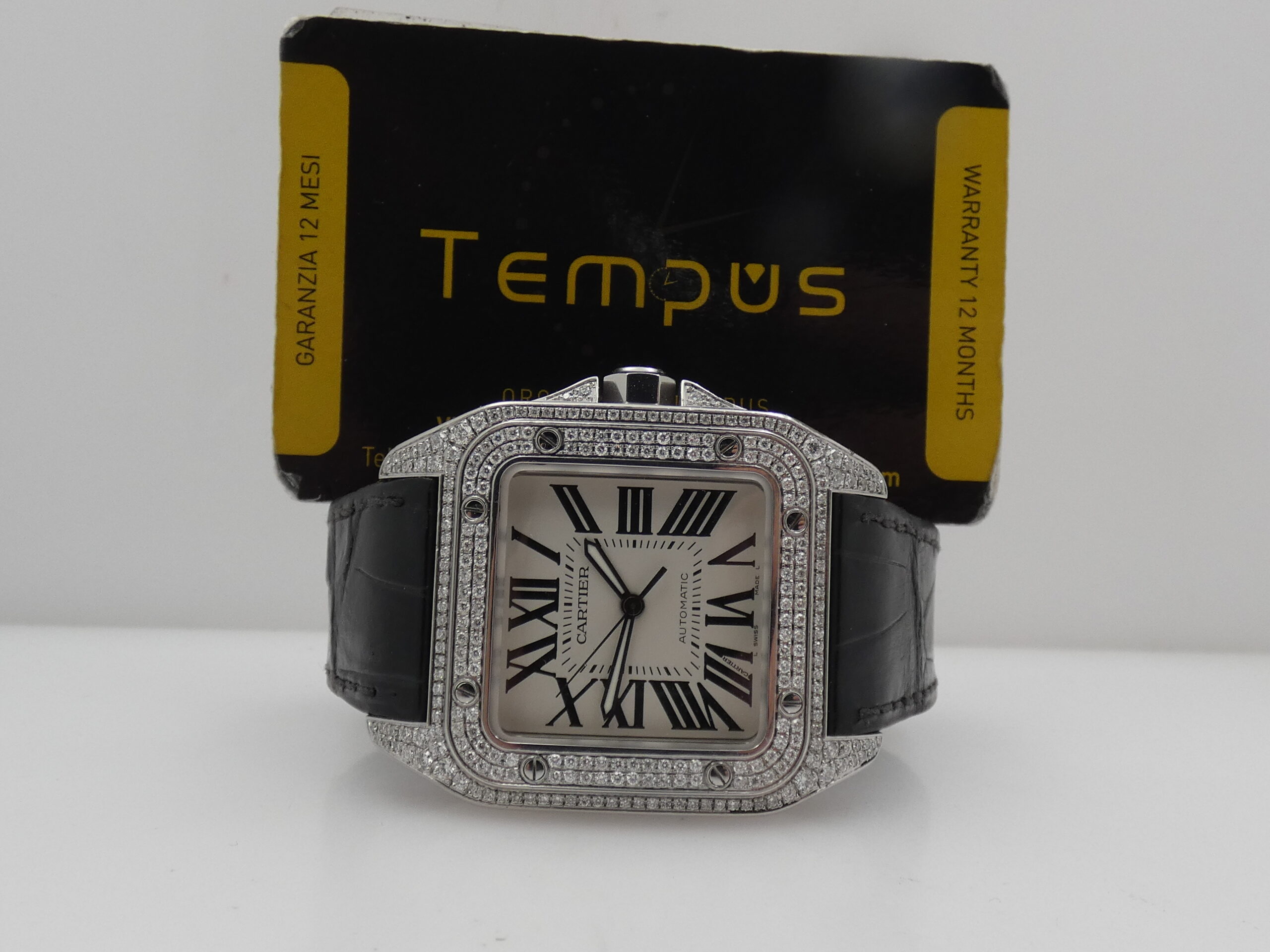 Cartier Santos 100 XL 2656 Diamonds Bezel & Lugs Automatico W20073X8 Anni '2000s Acciaio - immagine 2