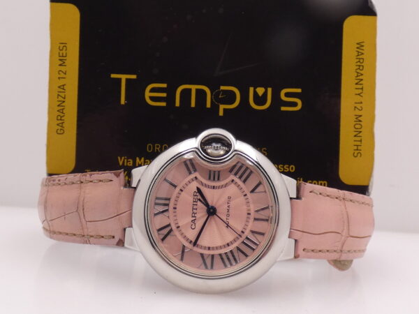 Cartier Ballon Bleu 33mm 3489 Pink Dial BOX&PAPERS Anno 2019 Automatico Acciaio For Ladies WSBB0002