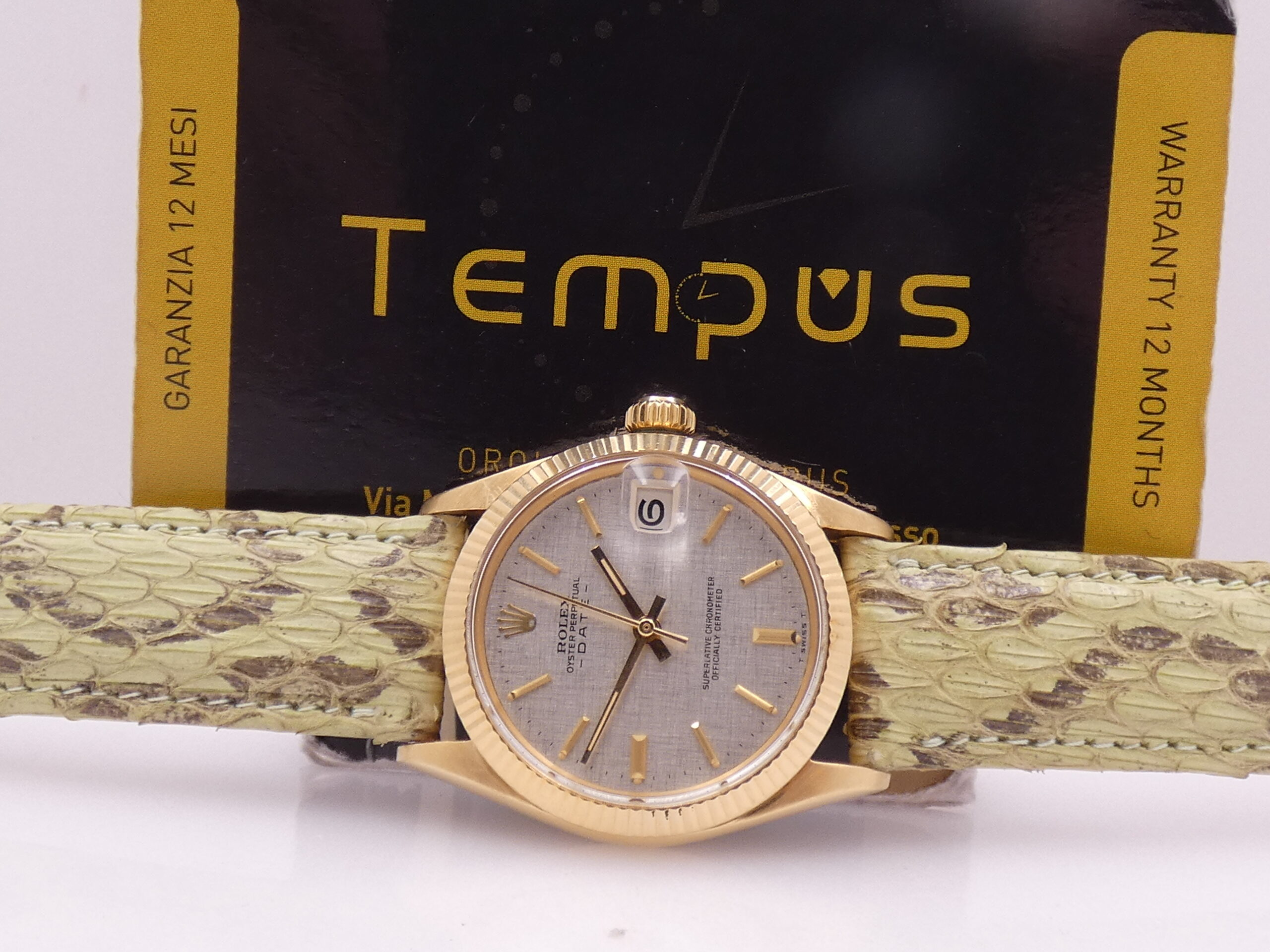 Rolex Oyster Perpetual Date 31 Mid-Size 6827 TOP CONDITION Oro Massiccio 18Kt LINEN DIAL Anno 1972 Automatico Vintage - immagine 2