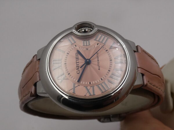 Cartier Ballon Bleu 33mm 3489 Pink Dial BOX&PAPERS Anno 2019 Automatico Acciaio For Ladies WSBB0002