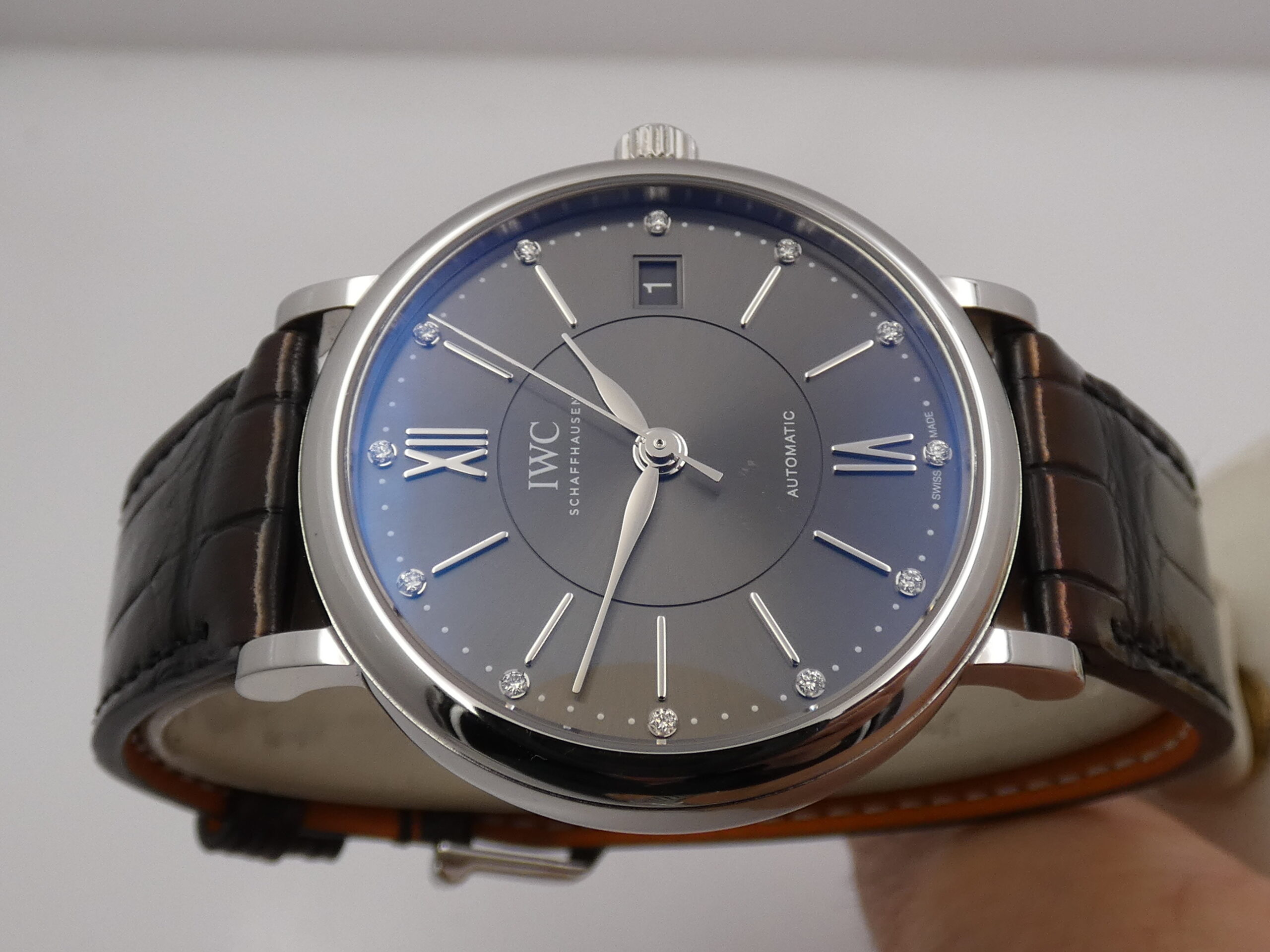 IWC Portofino Automatic 37mm IW4581 TOP CONDITION DIAMONDS DIAL BOX&PAPERS Anno 2018 Acciaio Cinturino SANTONI