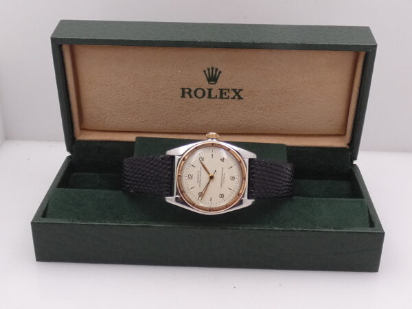 Rolex Oyster Perpetual Ovetto 5015 Bubbleback Lunetta Oro Rosa 18Kt Automatico Vintage Anni 1940's