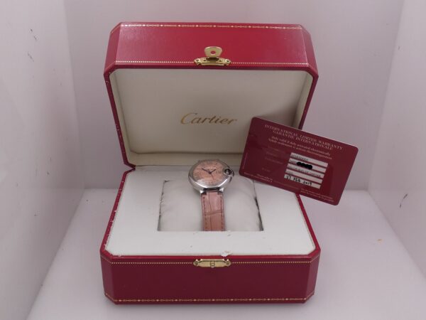 Cartier Ballon Bleu 33mm 3489 Pink Dial BOX&PAPERS Anno 2019 Automatico Acciaio For Ladies WSBB0002