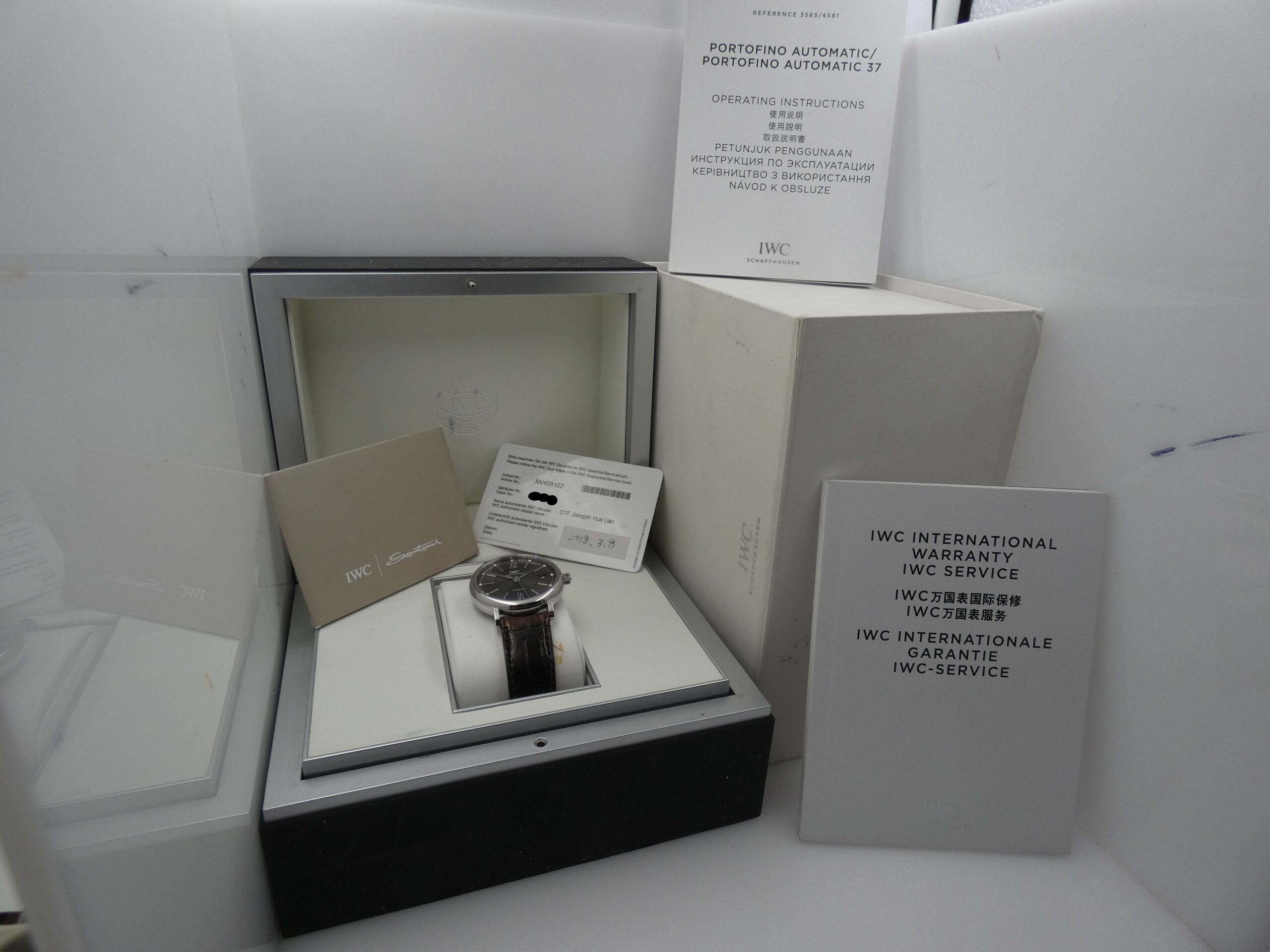 IWC Portofino Automatic 37mm IW4581 TOP CONDITION DIAMONDS DIAL BOX&PAPERS Anno 2018 Acciaio Cinturino SANTONI - immagine 11