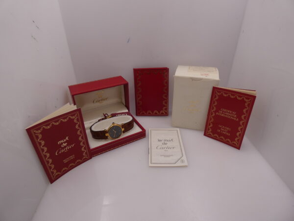 Cartier Must Gold Mantel Tank Vermeil Lady 590004 N.O.S. BOX&PAPERS Silver 925 18Kt G.F. ANNI '90