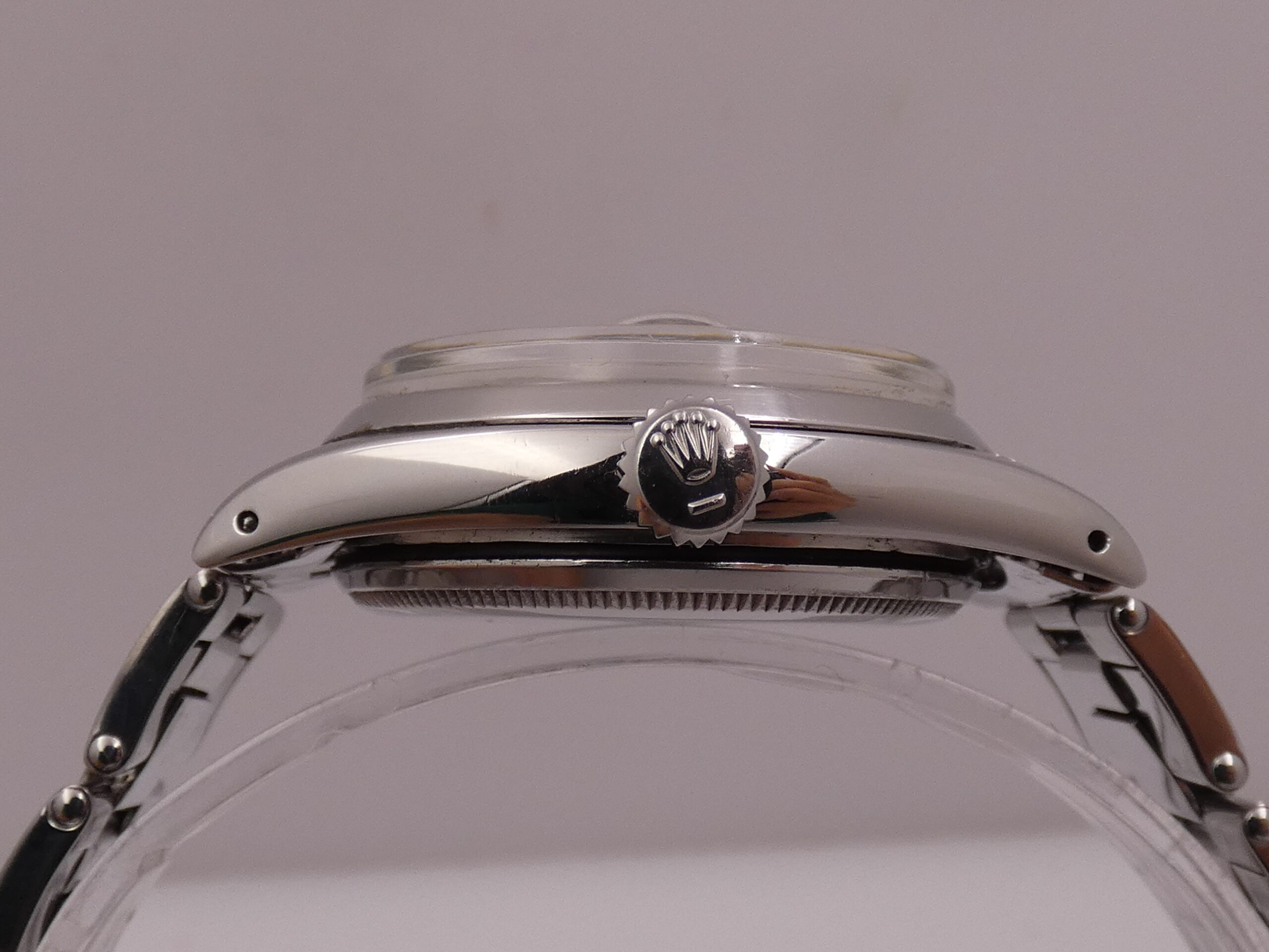 Rolex Oyster Perpetual Date 6530 'Roulette' Shark Tooth Dial Anno 1955 Bracciale Rivettato Automatico Rotore a Farfalla - immagine 14