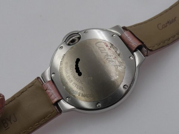 Cartier Ballon Bleu 33mm 3489 Pink Dial BOX&PAPERS Anno 2019 Automatico Acciaio For Ladies WSBB0002