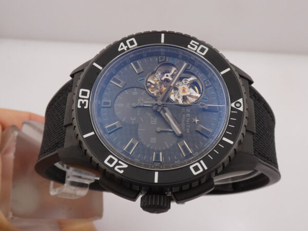 Cronografo Zenith El Primero Stratos Spindrift Open Heart PERFETTE CONDIZIONI BOX&PAPERS Anno 2014 Automatico PVD Nero