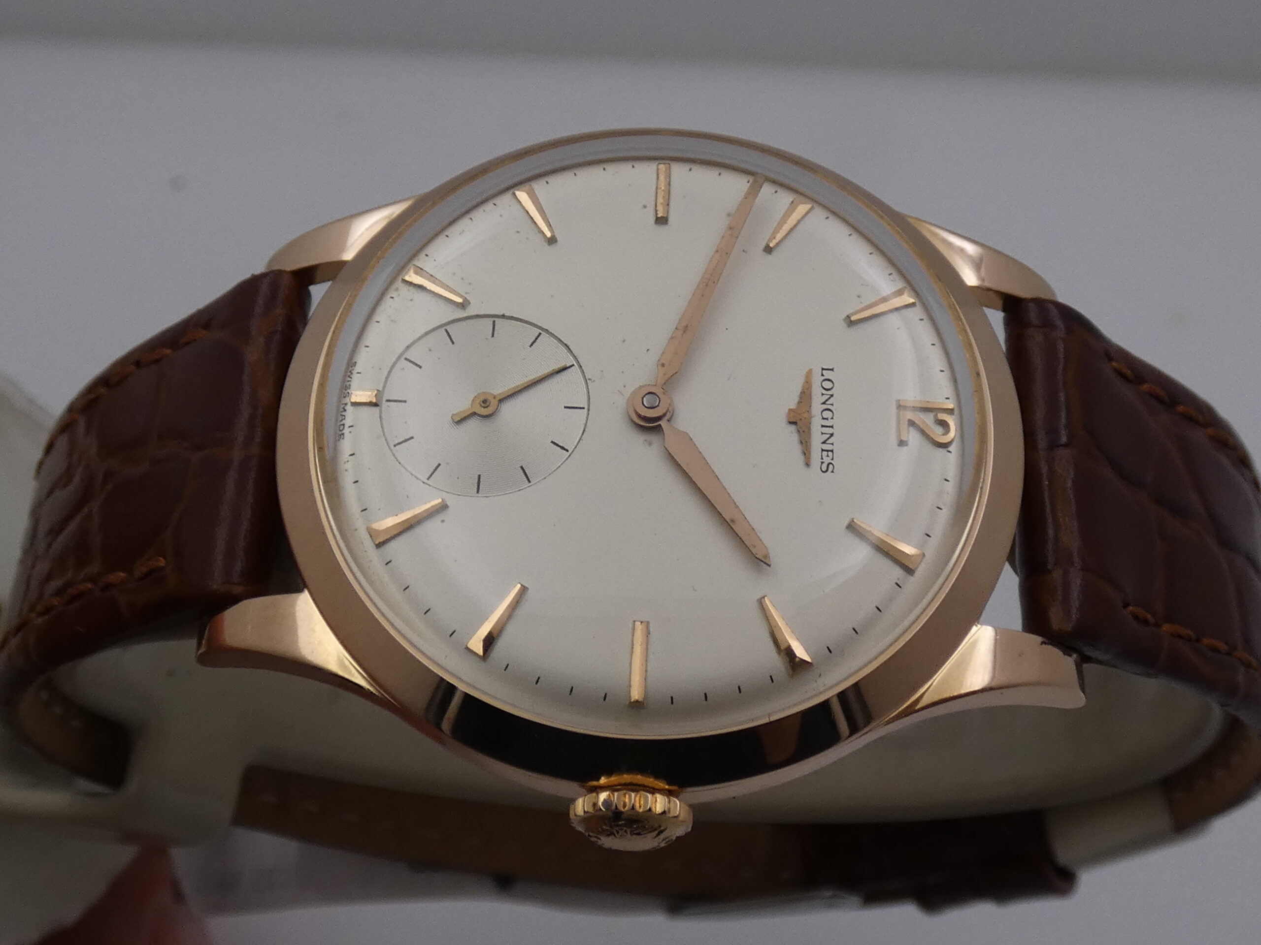 Longines Calatrava 7016 35mm ORO ROSA 18Kt ANNO 1963 TOP CONDITION Carica Manaule Vintage - immagine 3