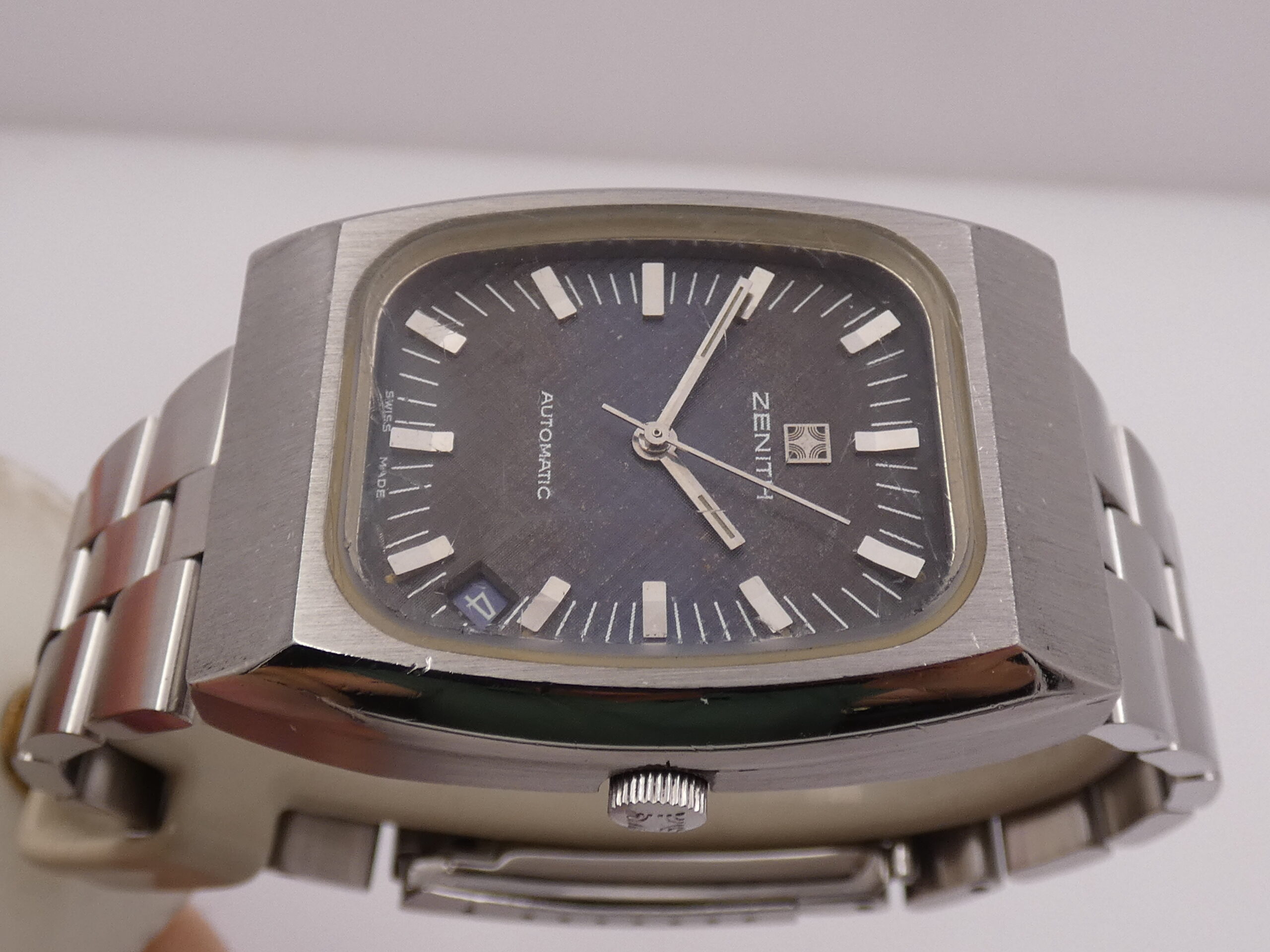 Zenith Surf Automatic ANNI '70s Oversize Tapissè Blue Dial 01-0030-380 Acciaio Braccialato Vintage - immagine 3