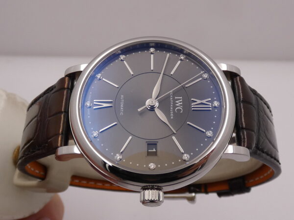 IWC Portofino Automatic 37mm IW4581 TOP CONDITION DIAMONDS DIAL BOX&PAPERS Anno 2018 Acciaio Cinturino SANTONI