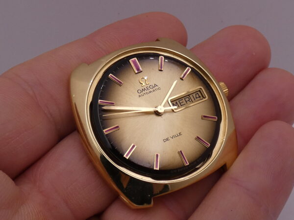Rarissimo Omega De Ville 166.053 O.M. Dial Borgogna Index Automatico Oro Massiccio 18Kt ANNO 1970